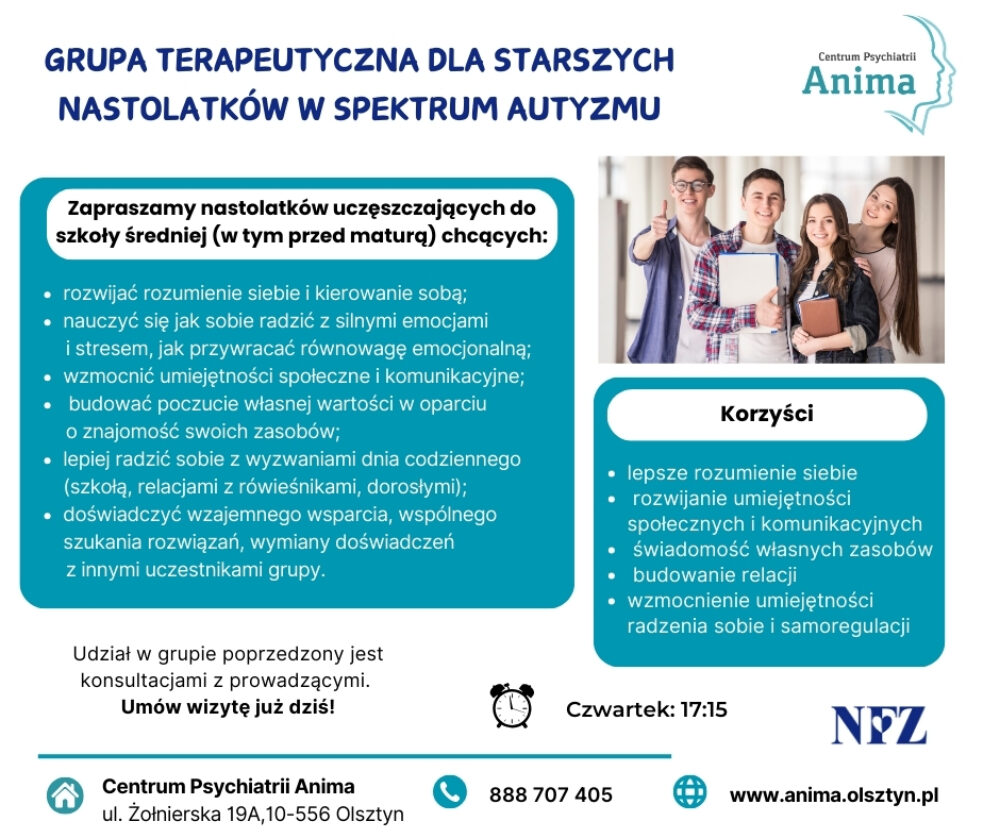 grupa dla nastolatków w spektrum autyzmu